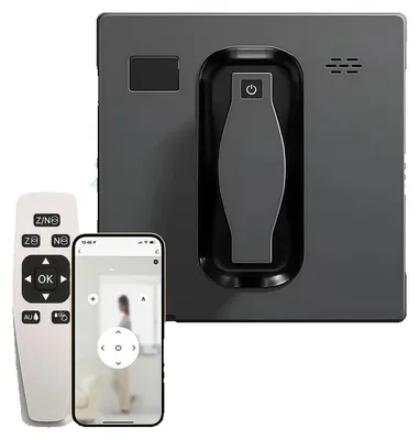 Produktbild von Fensterputzroboter - Automatischer Glasreiniger - Doppelter Wasserstrahl - 2500–3200Pa Saugkraft - KI-Hinderniserkennung - App & Fernbedienung - EU-Stecker 220–240V