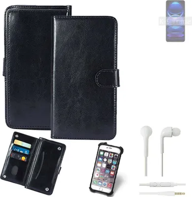 Produktbild von K-S-Trade 360° Hülle kompatibel mit Xiaomi Redmi Note 12 Pro+ inkl. Headphones schwarz Kunstleder Case BookCase WalletCase Kunstlederederhülle