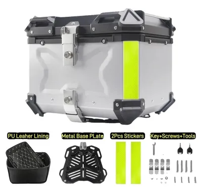 Obrázok produktu pre Motocyklový kufor, robustné hliníkové puzdro, univerzálna kompatibilita, model X-45L, farba: strieborná
