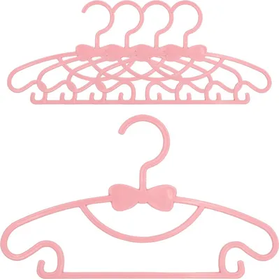 Produktbild von Intirilife 5x Kleiderbügel für Kinder aus Kunststoff in Rosa - 28.7 x 17 x 0.3 cm - Kinderkleiderbügel für Kleidung von Babys Kleinkinder