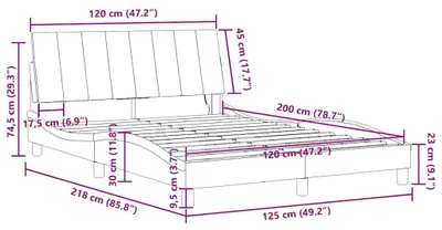 Produktbild von vidaXL Bettgestell mit LED ohne Matratze "Hanko" Blau 120x200 cm Samt