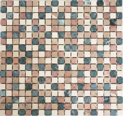 Produktbild von Mosani MOS38-1204, Mosaik, Marmor, Beige, Rot, Grün, Drinnen, Rechteck, 305 mm