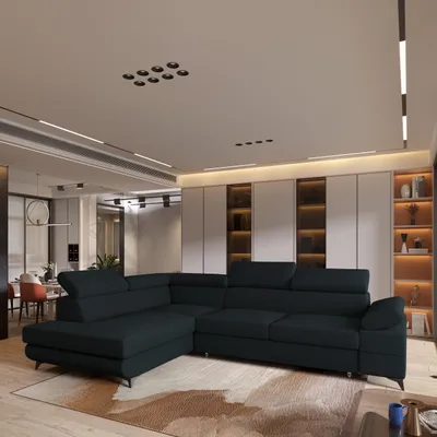 Produktbild von Masseno Ecksofa FAVIEN L-S mit Schlaffunktion L-Form, Sofa mit Bettkasten, Wohnzimmersofa, Couch, Soffa, Bettsofa, Couchgarnitur- Schwarz, QUELLE 100