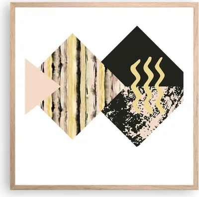 Produktbild von Gerahmtes Poster - Rahmen in heller Eiche - Abstraktion Diamant Gürtel - 60x60 cm - Wand Bild - Wanddeko - Wandbilder - Wandposter - Bilderrahmen - Bilder - Kunstdruck - Wandbild - P2NAC60x60-4303