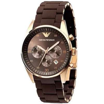 Image de Emporio Armani AR5890 Montre homme en acier inoxydable silicone 50m Montre date chronographe brun rose