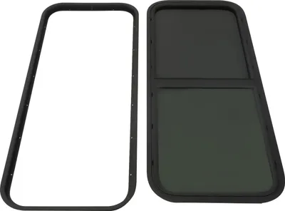 Immagine prodotto di Finestra laterale per camper/roulotte - Finestra scorrevole 1000×400 mm - Lega di alluminio - Vetro temperato colorato 20% - Protezione dagli insetti e ventilazione - Universale 2–6/48–55 mm - Nero