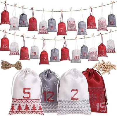 Produktbild von Adventskalender zum Befüllen – 24 Stoffbeutel – Weihnachtskalender – Jutebeutel – Kreatives Basteln – Perfekt für Kinder