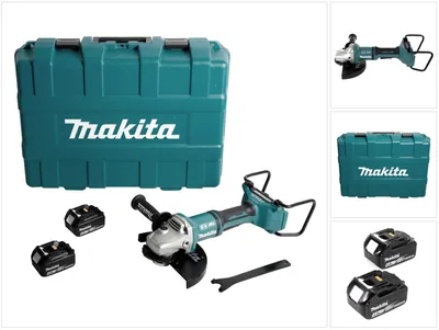 Obrázek produktu pro Makita DGA 900 MKX2 akumulátorová úhlová bruska 36V ( 2x18V ) 230mm bezkartáčová + 2x baterie 4,0Ah + Ezynut + kufr - bez nabíječky