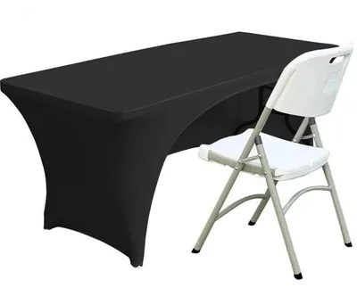 Productafbeelding van Elasthan tafelkleed, rechthoekig, 244 x 74 cm, zwart, polyester, stretch, 8 voet