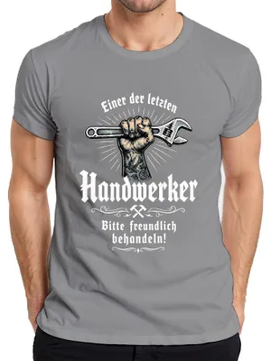 Productafbeelding van Eén van de laatste ambachtslieden. Graag een statement. Sarcasme. Heren T-shirt, grijs, maat XL