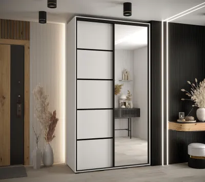 Obrázek produktu pro Šatní skříň YVONA 5 - 130/45 cm, bílá / černá