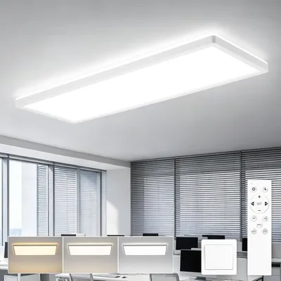 Zdjęcie produktu dla ZMH Panel LED 58x20 – długa, płaska lampa sufitowa z panelem sufitowym, z regulacją jasności, z pilotem, duża lampa o mocy 22 W, prostokątna, z światłem dziennym, do warsztatu