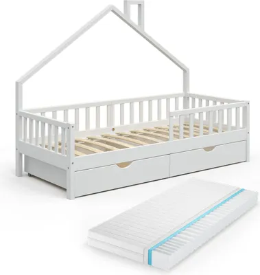 Produktbild von Vitalispa Hausbett Noemi, 90x200 cm mit 2 Schubladen und Matratze, Weiß