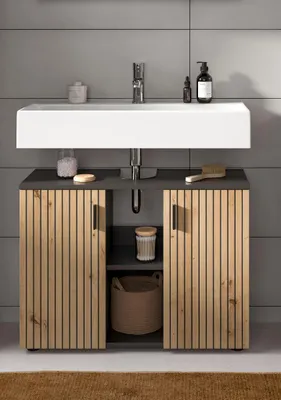 Produktbild von Waschbeckenunterschrank Mone | Basalt grau / Artisan