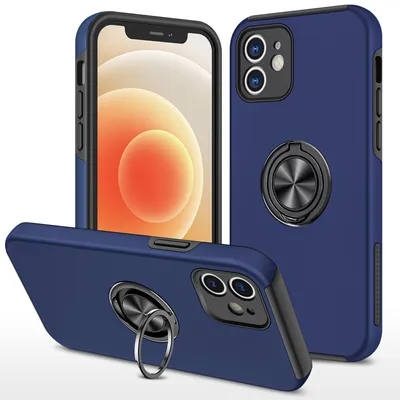 Produktbild von Smartphonica iPhone 12 Hülle mit Magnet für Autohalterung und Ringhalterung - Blau
