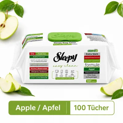 Produktbild von Sleepy Easy Clean Apfel / Apple – Oberflächenreinigungstücher – 100 Tücher