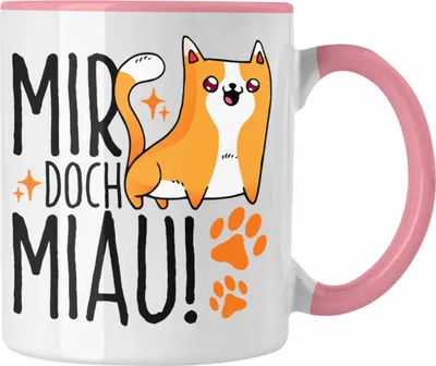 Produktbild von Trendation - Katzen Tasse Lustige Geschenkidee "Mir Doch Miau" Geschenk für Katzen-Besitzerin (Rosa)