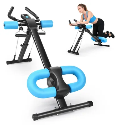 Produktbild von Bauchtrainer - Abdominaltrainer - Verstellbar - Klappbar - Knienschutz - Core- & Bauchtraining - Für Heimfitness - Krafttraining - Blau