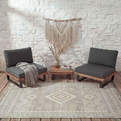 Produktbild von 2er-Set Lounge-Sessel HWC-H54, Garten-Sessel, Spun Poly Akazie Holz Alu braun, Polster dunkelgrau