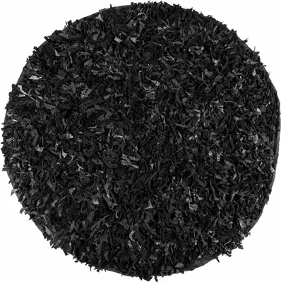 Produktbild von HOMESCAPES Lederteppich Dallas, schwarz, 150 cm rund