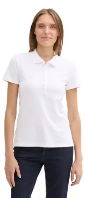 Productafbeelding van Tom Tailor dames polo shirt van piquee-stof, kleur: wit, maat: XL
