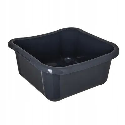 A dark gray plastic basin with handles, shown from a slightly elevated side angle against a white background.