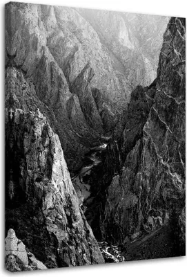 Produktbild von Leinwandbild schwarz-weiße berglandschaft 60x90 cm Feeby grau wandbild bereit zum aufhängen
