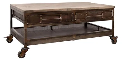 Immagine prodotto di MASSIVMOEBEL24 | tavolino da salotto in legno di Mango 110x60x50 marrone laccato HEAVY INDUSTRY #222
