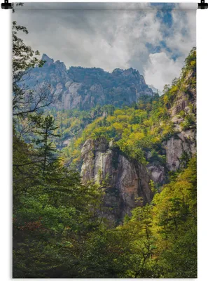 Produktbild von MuchoWow® Wandteppich Wandbehang Bergnatur in Südkorea 60x90 cm Tapisserie Dekoration Wandtuch - Foto-Teppich - Abwaschbar