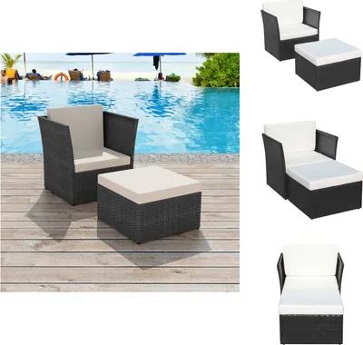 Produktbild von vidaXL Gartensessel mit Fußhocker Poly Rattan Schwarz -  Gartenstühle