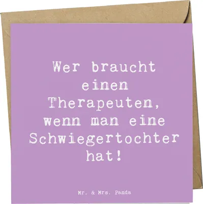 Produktbild von Mr. & Mrs. Panda Grußkarte Spruch Schwiegertochter Humor - Lavendeltraum - Geschenk, einzigartige Designs, faltkarte, Lächeln, Schwiegereltern, Klappkarte, Beziehung