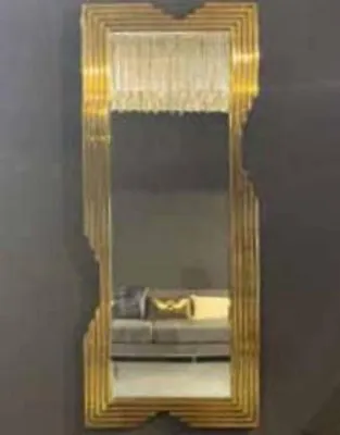 Produktbild von Casa Padrino Luxus Wandspiegel Gold 79 x 5 x H. 190 cm - Rechteckiger Wohnzimmer Spiegel mit Metallrahmen - Schlafzimmer Spiegel - Garderoben Spiegel - Luxus Kollektion