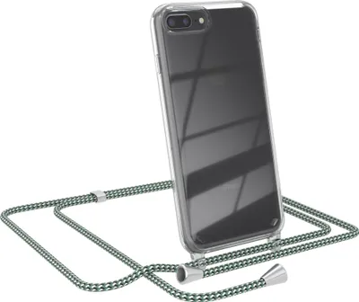 Produktbild von EAZY CASE Handykette kompatibel mit Apple iPhone 8 Plus / 7 Plus, Handyhülle mit Umhängeband, Handykordel, Schutzhülle Clear, Band in Grün