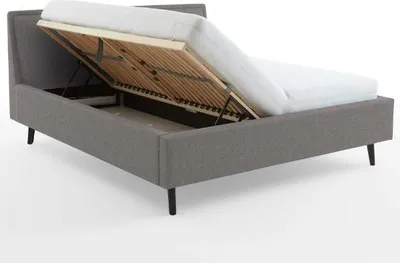 Produktbild von Doppelbett Estee 160x200cm mit Stauraum - hellgrau/schwarz