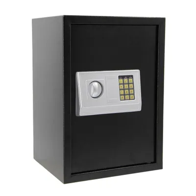Immagine prodotto di FCH Cassaforte elettronica in acciaio con tastiera digitale programmabile per gioielli, denaro, oggetti di valore, 50 cm x 35 cm x 30 cm , nero