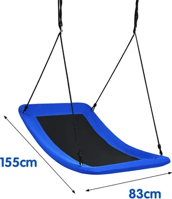 Image de COSTWAY Balançoire d'arbre tordue Balançoire nid 100-180cm corde réglable, balançoire multi-enfants Balançoire de jardin pour enfants & adultes (bleu)