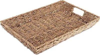Productafbeelding van Groot rechthoekig dienblad van zeegras - vintage stijl
