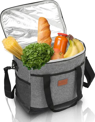 Produktbild von Fiqops Kühltasche Kühltaschen 33 Liter,Grau , leicht und wasserdicht
