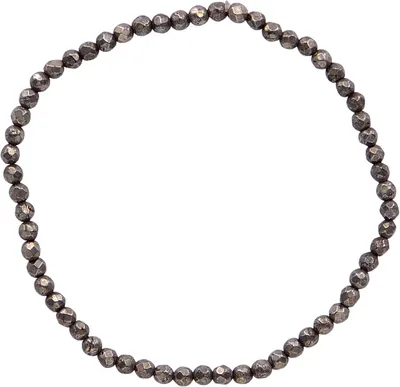 Imagen del producto de Pulsera de pirita natural, 18 cm de largo, con esferas facetadas de 3 mm, ideal para joyería