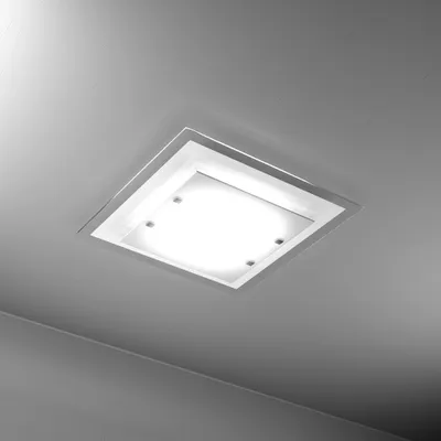Produktbild von Moderne Deckenleuchte Tablett Metall und weißes Glas 4 Lichter E27