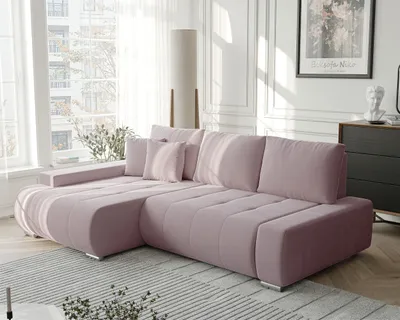 Produktbild von IDOHOME-Polsterecksofa NIKO mit Schlaffunktion und Bettkasten Ecksofa in L-Form Wohnzimmer Sofa mit Bettkasten Couch Links Monolith 62 Violett