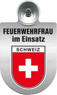 Produktbild von Einsatzschild incl. Saugnapf - Feuerwehrfrau im Einsatz - 309473 - incl. Regionen nach Wahl Color - Region Schweiz
