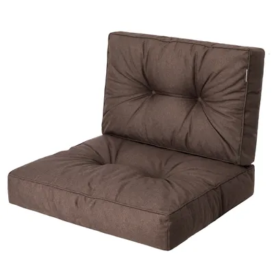 Produktbild von Bjird Sesselkissen, Kissen für Rattanmöbel, Sitzkissen & Rückenkissen, Sitzkissen für Sessel / Stühle - Indoor & Outdoor - Anti-Rutsch - 50x50, 50x39 cm, Braun