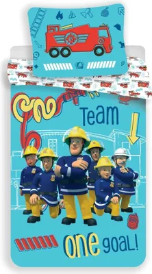 Produktbild von Kinderbettwäsche aus Baumwolle FIREMAN SAM TEAM, blau Bettwäsche-Dimension: 70 x 90 cm | 140 x 200 cm