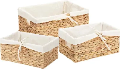 Zdjęcie produktu dla vidaXL Kosze do przechowywania, 3 szt., naturalny hiacynt wodny