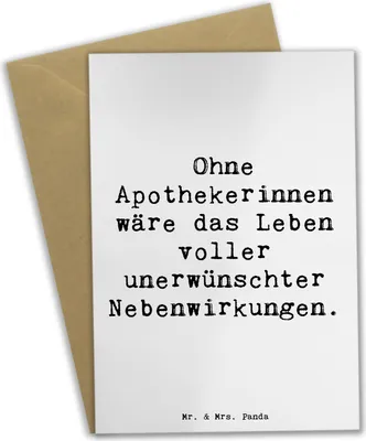 Produktbild von Mr. & Mrs. Panda Grußkarte Spruch Apothekerin Nebenwirkung - Weiß - Geschenk, Beileidskarte, Geschenke für Berufstätige, Anerkennung, Berufsleben, Arzneimittel, Beruf