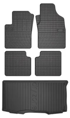 Produktbild von Gummimatten + Kofferraumwanne für Fiat Panda II 2003-2012 (Schrägheck, Standard-Kofferraum) – Schwarz, passgenau – Wielganizator SolidPRO