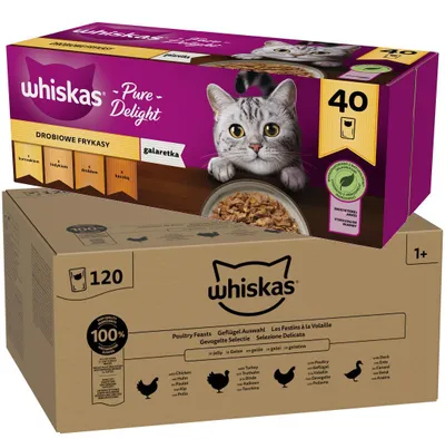 Zdjęcie produktu dla Whiskas Adult 160x85g Mokra Karma Dla Dorosłego Kota Drobiowa Uczta Drobiowe Frykasy w Galaretce