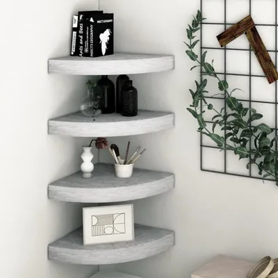 Produktbild von "im " Eck-Schweberegale 4 Stk. Betongrau 35x35x3,8 cm MDF - Wandregale CC10340