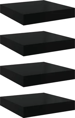 Immagine prodotto di vidaXL Mensole sospese 4 pz. Nero lucido 23x23,5x3,8 cm MDF